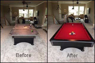 Pool table installers SOLO<sup>®</sup> of Detroit advise refelting during assembly